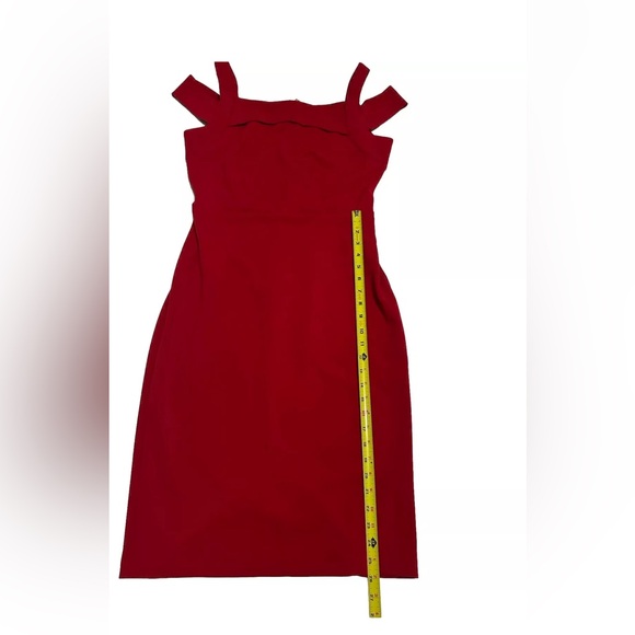 WesleeRose Red Size 8 Pencil Dress below knee length unlined - Picture 9 of 12